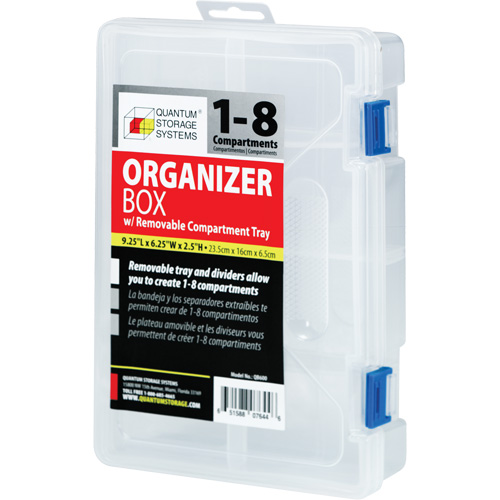 Quantum Storage System QB600 Boîte &agrave; compartiments en plastique, 6,25" la x 9,25" p x 2,2" h, 8 compartiments