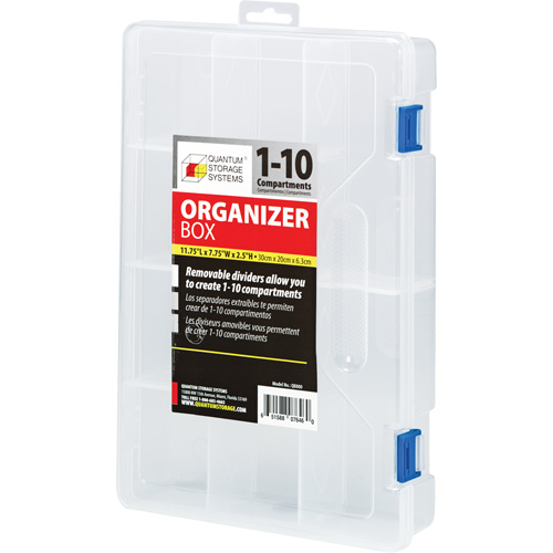 Quantum Storage System QB800 Plastic Compartment Box, 7.75" W x 11.75" D x 2.2" H, 10 Compartments
