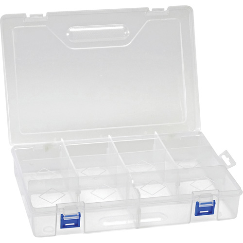 Quantum Storage System QB800 Plastic Compartment Box, 7.75" W x 11.75" D x 2.2" H, 10 Compartments