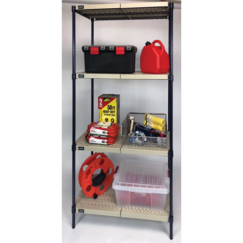 Quantum Storage System RPWR72-1836E Wire Shelving Unit with Plastic Shelves, Wire Frame with Plastic Shelves, Boltless, 600 lbs. Capacity, 36" W x 72" H x 18" D