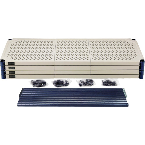 Quantum Storage System RPWR72-2448E Wire Shelving Unit with Plastic Shelves, Wire Frame with Plastic Shelves, Boltless, Starter, 48" W x 72" H x 24" D