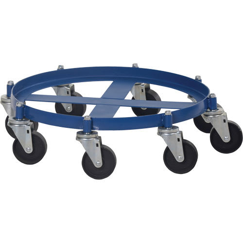 Vestil OCTO-55-CI Octagon Drum Dolly, Steel, 2000 lbs. Capacity, 27-1/16" Diameter, Cast Iron Casters