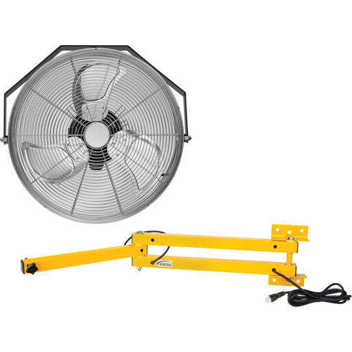 Produits Industriels Matrix EB588 Trousse de ventilateur pour poste de travail industriel avec bras double verrouillable, Industriel, 3 vitesses, Diam&egrave;tre de 18"