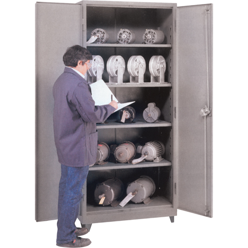 Lyon 1112DD Heavy Gauge Storage Cabinets, Steel, 3 Shelves, 60" H x 36" W x 21" D, Grey
