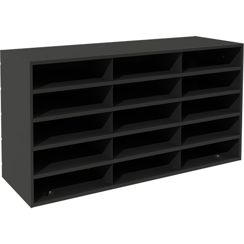 Durham Manufacturing 434-08 Horizontal Literature Rack, Stationary, 15 Slots, Steel, 33-13/16" W x 11-11/16" D x 17-1/4" H