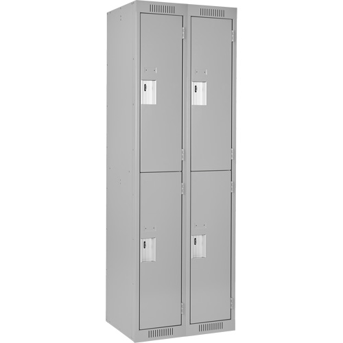 Anthony Steel Mfg. CL-D-2-12X18X72_A124 Clean Line Lockers, 2 -tier, Bank of 2, 24" x 18" x 72", Steel, Grey, Rivet (Assembled)