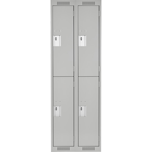 Anthony Steel Mfg. CL-D-2-12X18X72_A124 Clean Line Lockers, 2 -tier, Bank of 2, 24" x 18" x 72", Steel, Grey, Rivet (Assembled)