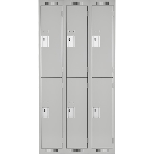 Anthony Steel Mfg. CL-D-3-12X18X72_A124 Clean Line Lockers, 2 -tier, Bank of 3, 36" x 18" x 72", Steel, Grey, Rivet (Assembled)