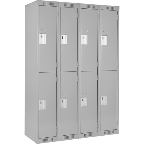 Anthony Steel Mfg. CL-D-4-12X18X72_A124 Clean Line Lockers, 2 -tier, Bank of 4, 48" x 18" x 72", Steel, Grey, Rivet (Assembled)