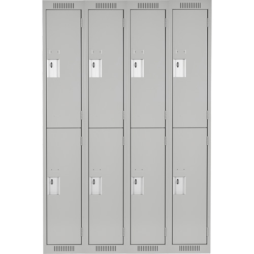 Anthony Steel Mfg. CL-D-4-12X18X72_A124 Clean Line Lockers, 2 -tier, Bank of 4, 48" x 18" x 72", Steel, Grey, Rivet (Assembled)