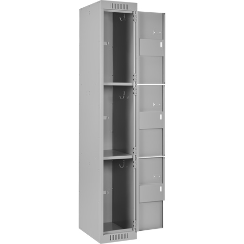 Anthony Steel Mfg. CL-T-3-12X18X72_A124 Clean Line Lockers, 3 -tier, Bank of 3, 36" x 18" x 72", Steel, Grey, Rivet (Assembled)