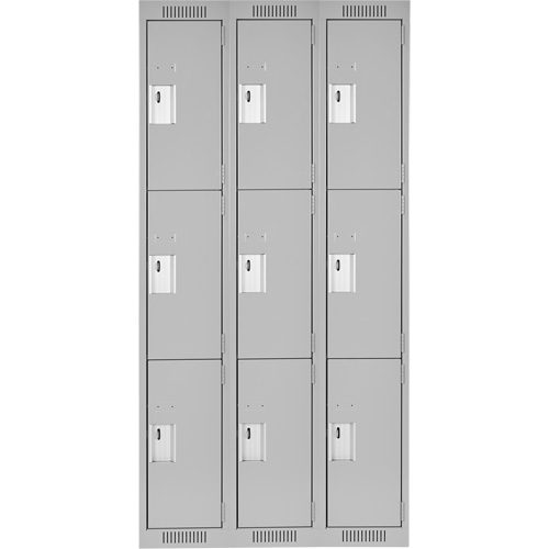 Anthony Steel Mfg. CL-T-3-12X18X72_A124 Clean Line Lockers, 3 -tier, Bank of 3, 36" x 18" x 72", Steel, Grey, Rivet (Assembled)