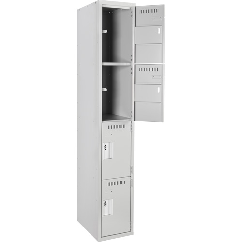 Anthony Steel Mfg. CL-Q-1-12X18X72_A124 Clean Line Lockers, 4 -tier, 12" x 18" x 72", Steel, Grey, Rivet (Assembled)