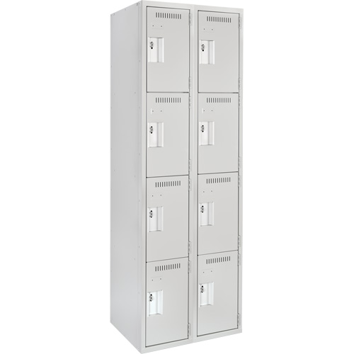 Anthony Steel Mfg. CL-Q-2-12X18X72_A124 Clean Line Lockers, 4 -tier, Bank of 2, 24" x 18" x 72", Steel, Grey, Rivet (Assembled)