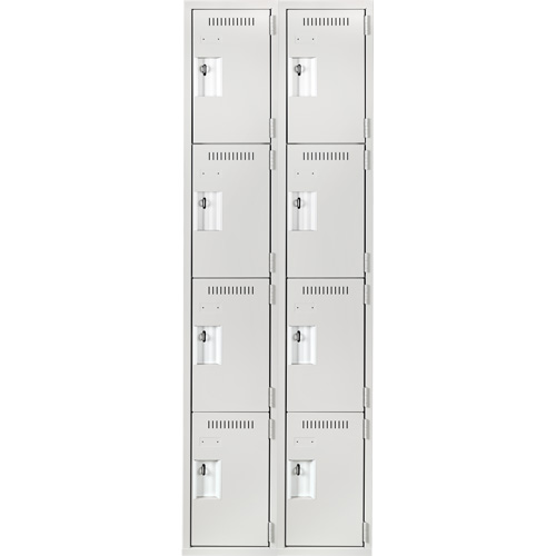 Anthony Steel Mfg. CL-Q-2-12X18X72_A124 Clean Line Lockers, 4 -tier, Bank of 2, 24" x 18" x 72", Steel, Grey, Rivet (Assembled)