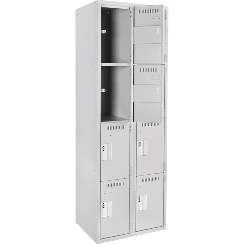 Anthony Steel Mfg. CL-Q-2-12X18X72_A124 Clean Line Lockers, 4 -tier, Bank of 2, 24" x 18" x 72", Steel, Grey, Rivet (Assembled)