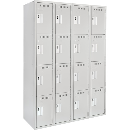 Anthony Steel Mfg. CL-Q-4-12X18X72_A124 Clean Line Lockers, 4 -tier, Bank of 4, 48" x 18" x 72", Steel, Grey, Rivet (Assembled)