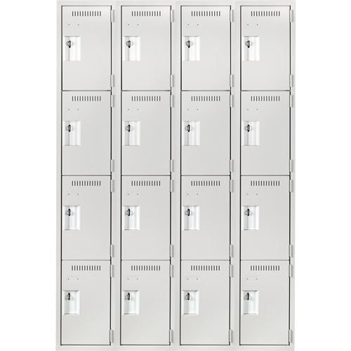 Anthony Steel Mfg. CL-Q-4-12X18X72_A124 Clean Line Lockers, 4 -tier, Bank of 4, 48" x 18" x 72", Steel, Grey, Rivet (Assembled)