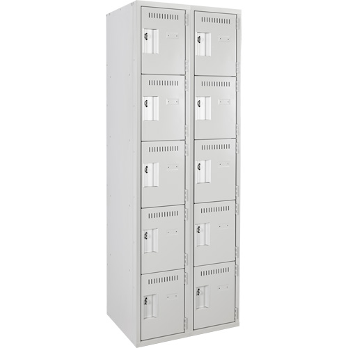 Anthony Steel Mfg. CL-5T-2-12X12X72_A124 Assembled Clean Line Personal Effects Lockers, 5 -tier, Bank of 2, 12" x 72" x 24", Steel