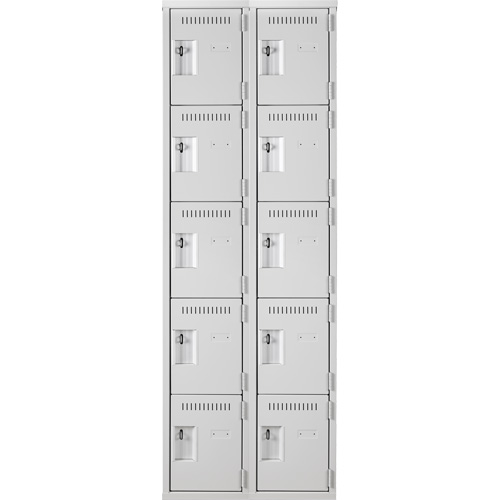 Anthony Steel Mfg. CL-5T-2-12X12X72_A124 Assembled Clean Line Personal Effects Lockers, 5 -tier, Bank of 2, 12" x 72" x 24", Steel