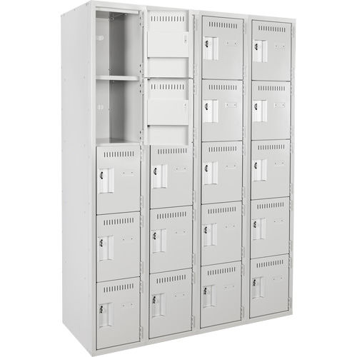 Anthony Steel Mfg. CL-5T-4-12X12X72_A124 Assembled Clean Line Personal Effects Lockers, 5 -tier, Bank of 4, 12" x 72" x 48", Steel