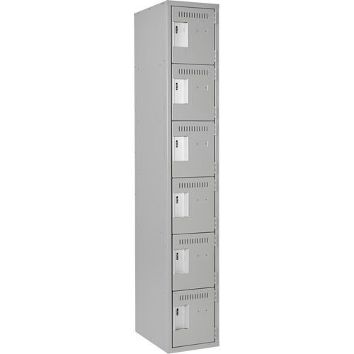 Anthony Steel Mfg. CL-L-1-12X18X72_A124 Clean Line Lockerettes, 6 -tier, 12" x 18" x 72", Steel, Grey, Rivet (Assembled)