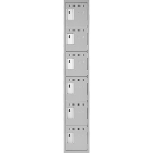 Anthony Steel Mfg. CL-L-1-12X18X72_A124 Clean Line Lockerettes, 6 -tier, 12" x 18" x 72", Steel, Grey, Rivet (Assembled)