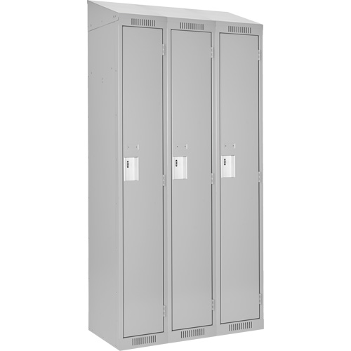 Anthony Steel Mfg. CL-S-3-15X18X72-ST_A124 Clean Line Lockers, Bank of 3, 45" x 18" x 78", Steel, Grey, Rivet (Assembled)