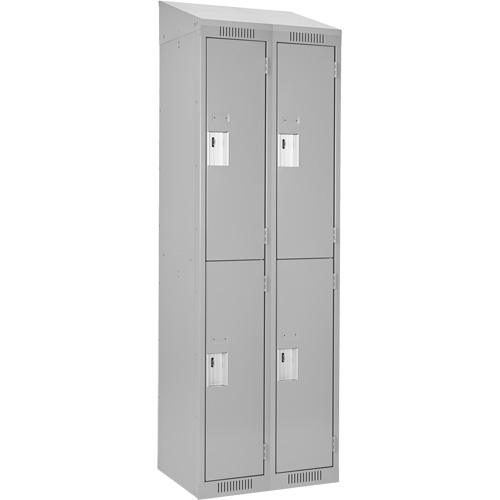 Anthony Steel Mfg. CLD-2-18X18X72-ST_A124 Clean Line Lockers, 2 -tier, Bank of 2, 36" x 18" x 78", Steel, Grey, Rivet (Assembled)