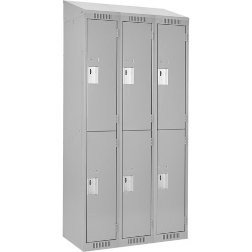 Anthony Steel Mfg. CL-D-3-12X18X72-ST_A124 Clean Line Lockers, 2 -tier, Bank of 3, 36" x 18" x 78", Steel, Grey, Rivet (Assembled)