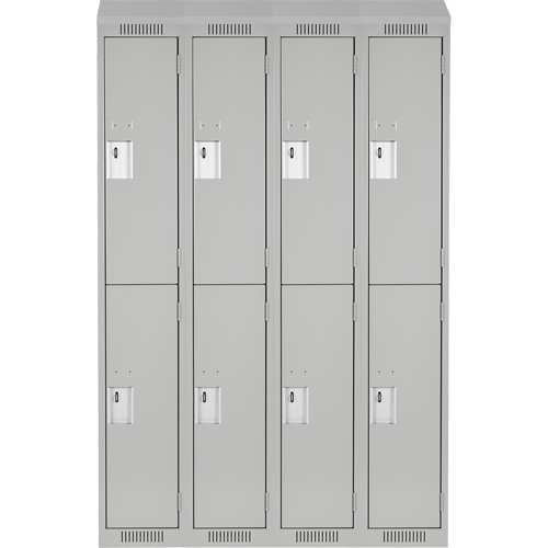 Anthony Steel Mfg. CL-D-4-12X18X72-ST_A124 Clean Line Lockers, 2 -tier, Bank of 4, 48" x 18" x 78", Steel, Grey, Rivet (Assembled)