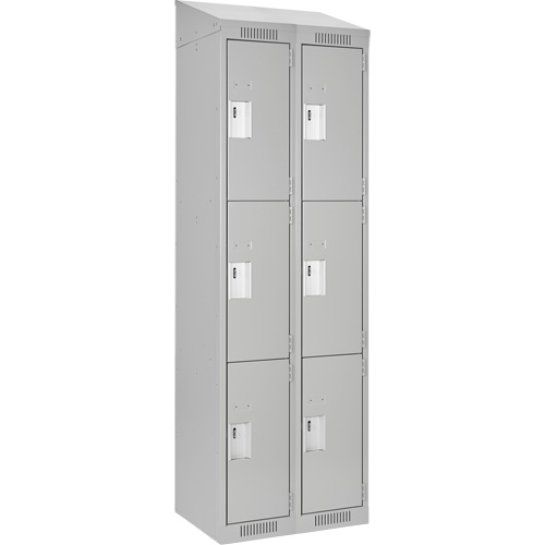 Anthony Steel Mfg. CL-T-2-12X12X72-ST_A124 Casiers Clean Line, 3 niveaux, Bloc de 2, 24" x 12" x 78", Acier, Gris, Rivet (assembl&eacute;)