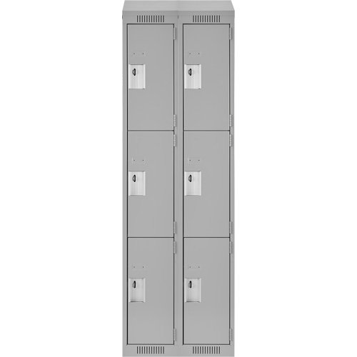 Anthony Steel Mfg. CL-T-2-12X12X72-ST_A124 Casiers Clean Line, 3 niveaux, Bloc de 2, 24" x 12" x 78", Acier, Gris, Rivet (assembl&eacute;)