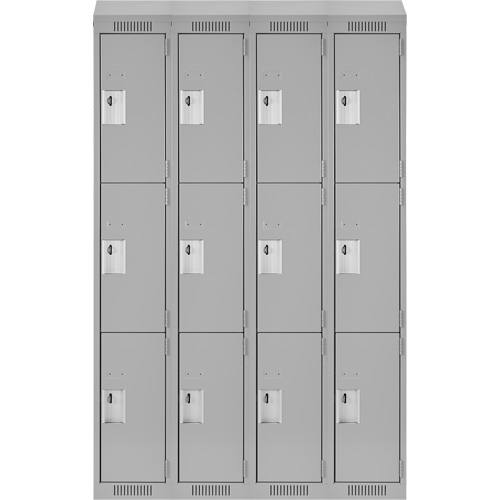 Anthony Steel Mfg. CL-T-4-18X18X72-ST_A124 Clean Line Lockers, 3 -tier, Bank of 4, 72" x 18" x 78", Steel, Grey, Rivet (Assembled)