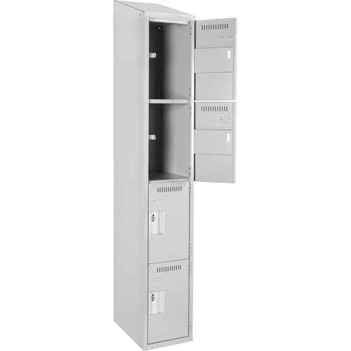 Anthony Steel Mfg. CL-Q-1-12X15X72-ST_A124 Clean Line Lockers, 4 -tier, 12" x 15" x 78", Steel, Grey, Rivet (Assembled)