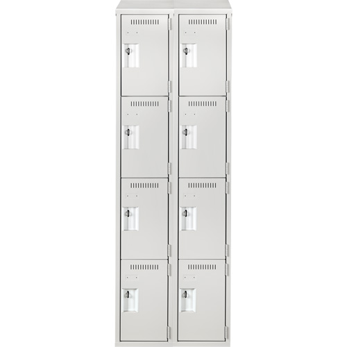 Anthony Steel Mfg. CL-Q-2-12X12X72-ST_A124 Casiers Clean Line, 4 niveaux, Bloc de 2, 24" x 12" x 78", Acier, Gris, Rivet (assembl&eacute;)