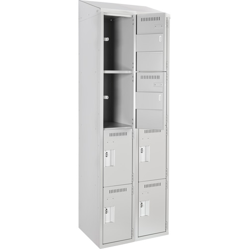 Anthony Steel Mfg. CL-Q-2-12X12X72-ST_A124 Casiers Clean Line, 4 niveaux, Bloc de 2, 24" x 12" x 78", Acier, Gris, Rivet (assembl&eacute;)