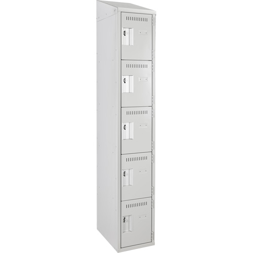 Anthony Steel Mfg. CL-5T-1-121272-ST_A124 Assembled Clean Line Personal Effects Lockers, 5 -tier, 12" x 78" x 12", Steel