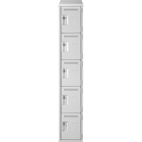 Anthony Steel Mfg. CL-5T-1-121272-ST_A124 Assembled Clean Line Personal Effects Lockers, 5 -tier, 12" x 78" x 12", Steel