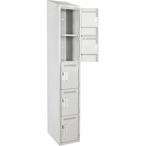 Anthony Steel Mfg. CL-5T-1-121272-ST_A124 Assembled Clean Line Personal Effects Lockers, 5 -tier, 12" x 78" x 12", Steel