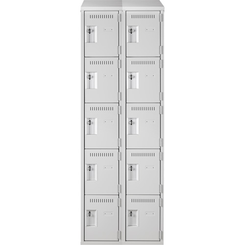 Anthony Steel Mfg. CL-5T-2-121272-ST_A124 Assembled Clean Line Personal Effects Lockers, 5 -tier, Bank of 2, 12" x 78" x 24", Steel