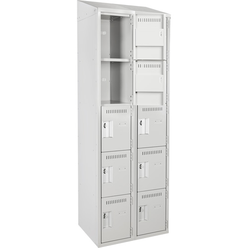 Anthony Steel Mfg. CL-5T-2-121272-ST_A124 Assembled Clean Line Personal Effects Lockers, 5 -tier, Bank of 2, 12" x 78" x 24", Steel