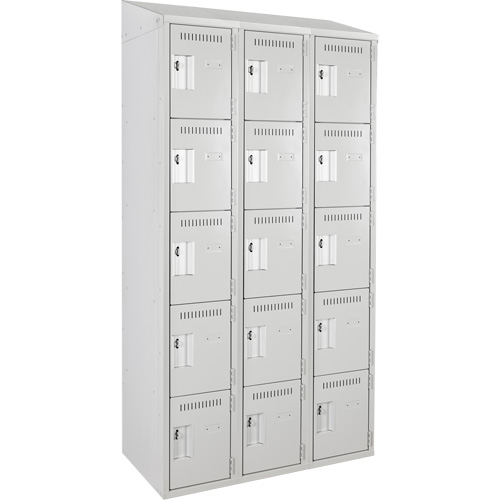 Anthony Steel Mfg. CL-5T-3-121272-ST_A124 Assembled Clean Line Personal Effects Lockers, 5 -tier, Bank of 3, 12" x 78" x 36", Steel