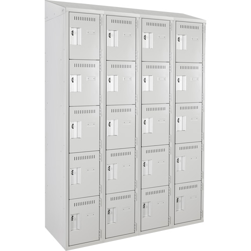Anthony Steel Mfg. CL-5T-4-121272-ST_A124 Assembled Clean Line Personal Effects Lockers, 5 -tier, Bank of 4, 12" x 78" x 48", Steel