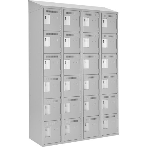 Anthony Steel Mfg. CL-L-4-12X18X72-ST_A124 Clean Line Lockerette , 6 -tier, Bank of 4, 48" x 18" x 78", Steel, Grey, Rivet (Assembled)