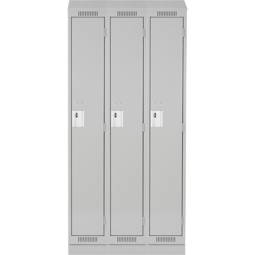 Anthony Steel Mfg. CL-S3-12X18X72RBST_A124 Clean Line Lockers, Bank of 3, 36" x 18" x 82", Steel, Grey, Rivet (Assembled)