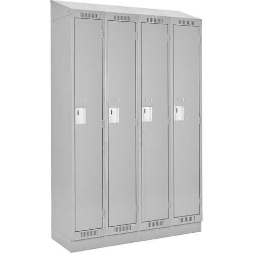 Anthony Steel Mfg. CL-S4-12X18X72RBST_A124 Clean Line Lockers, Bank of 4, 48" x 18" x 82", Steel, Grey, Rivet (Assembled)