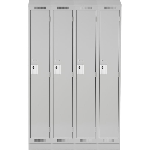 Anthony Steel Mfg. CL-S4-12X18X72RBST_A124 Clean Line Lockers, Bank of 4, 48" x 18" x 82", Steel, Grey, Rivet (Assembled)