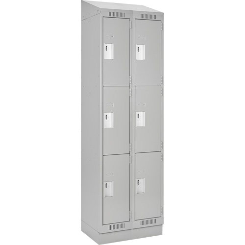 Anthony Steel Mfg. CL-T2-15X15X72RBST-A124 Clean Line Lockers, 3 -tier, Bank of 2, 30" x 15" x 82", Steel, Grey, Rivet (Assembled)