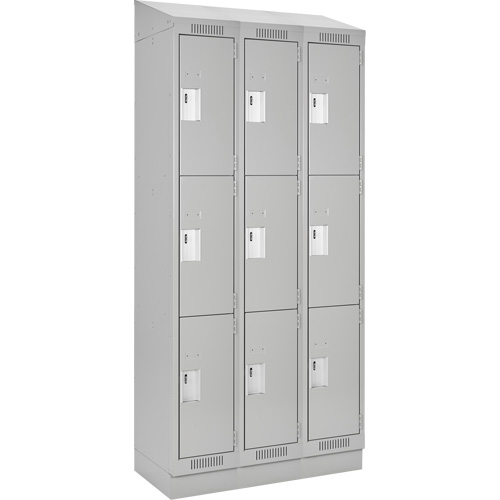 Anthony Steel Mfg. CL-T3-15X15X72RBST-A124 Clean Line Lockers, 3 -tier, Bank of 3, 45" x 15" x 82", Steel, Grey, Rivet (Assembled)